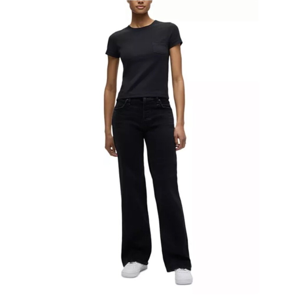 Hudson Rosalie Wide Leg Monaco Jeans Womens 27 Black High Rise Stretch